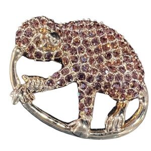 Elegant Vintage Gold & Amber Glass Stones of Tamarin Squirrel Monkey Brooch